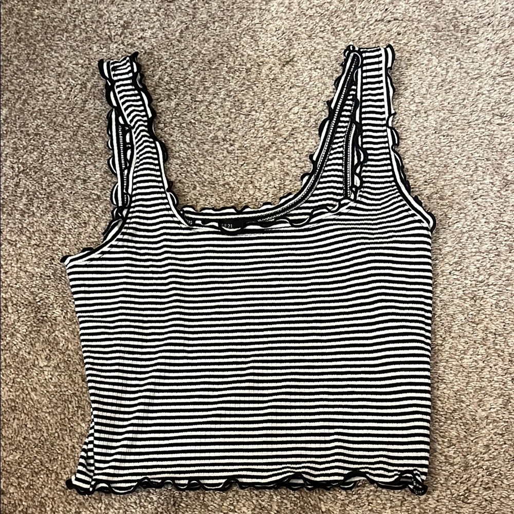 Striped Black and White Women's Top